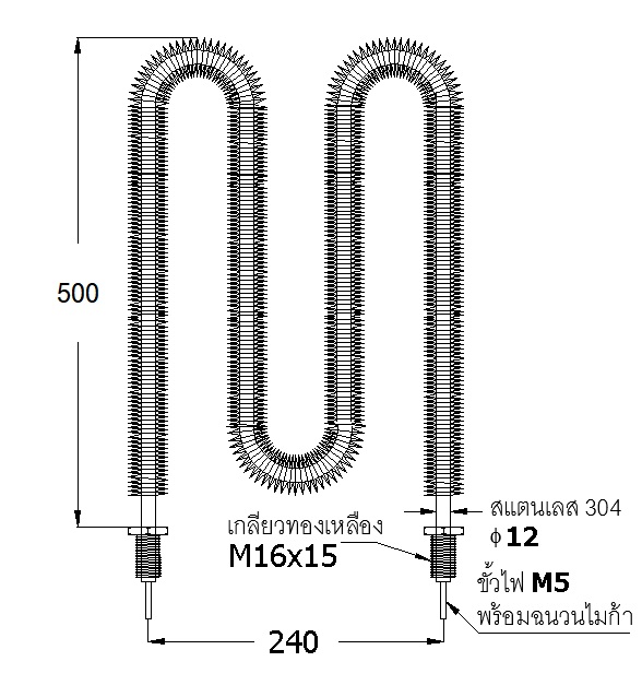 ฮีตเตอร์ครีบ ตัว M 3000W. 220V.